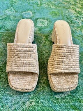 Woven Natural-Tone Slide Mules - Women's Slip-On Clogs